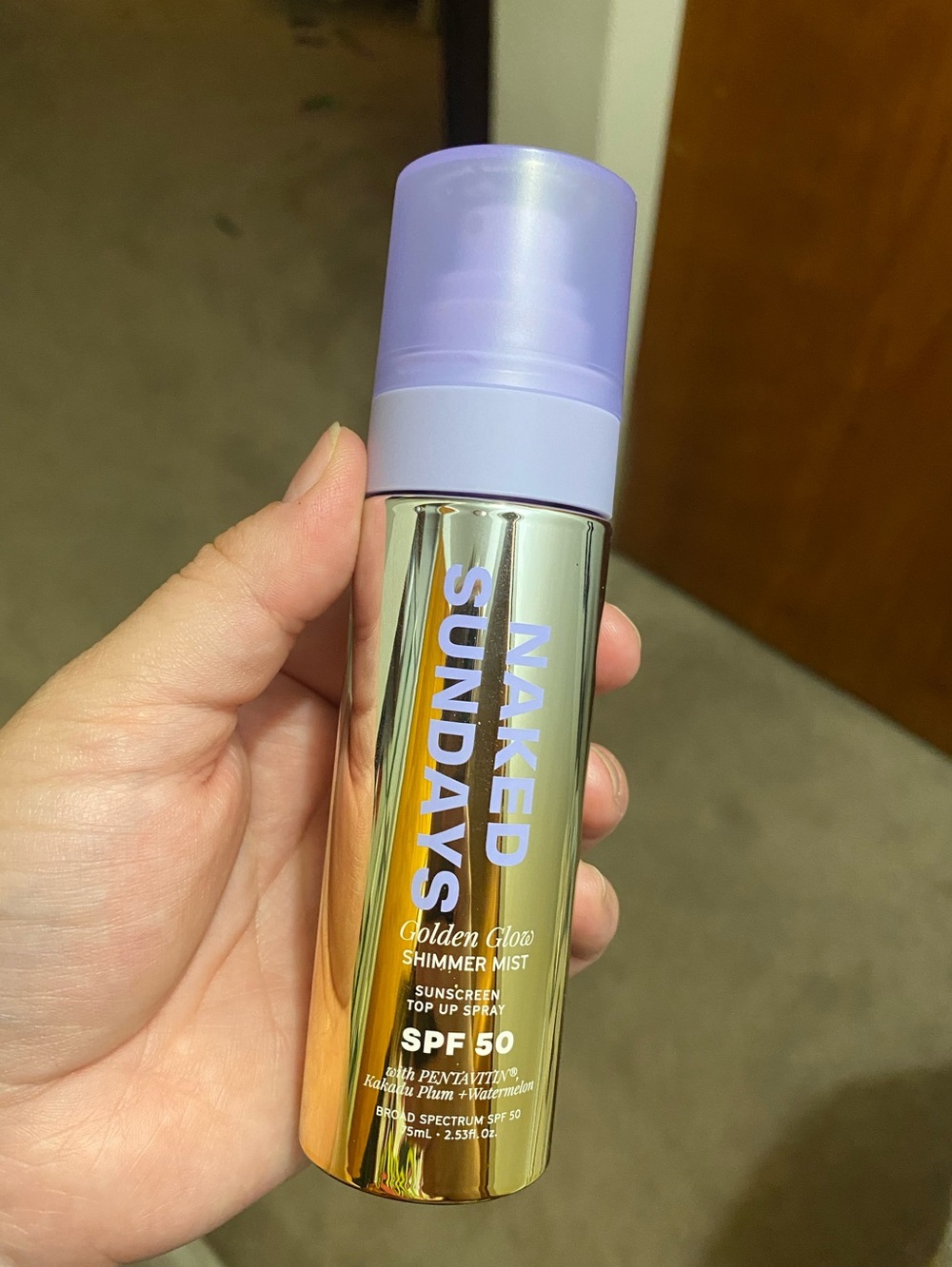Naked Sundays Golden Glow Shimmer Mist SPF 50 - Lavender Top